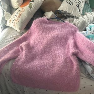 pink fuzzy sweater size XL